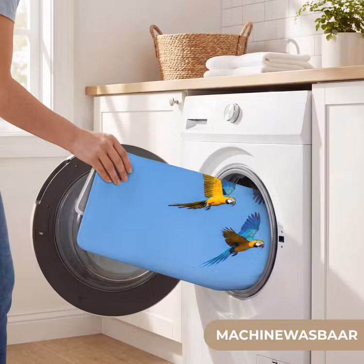 Papagaai - Vliegen - Blauw - Geel Badmat klein -USP_WasbaarNL