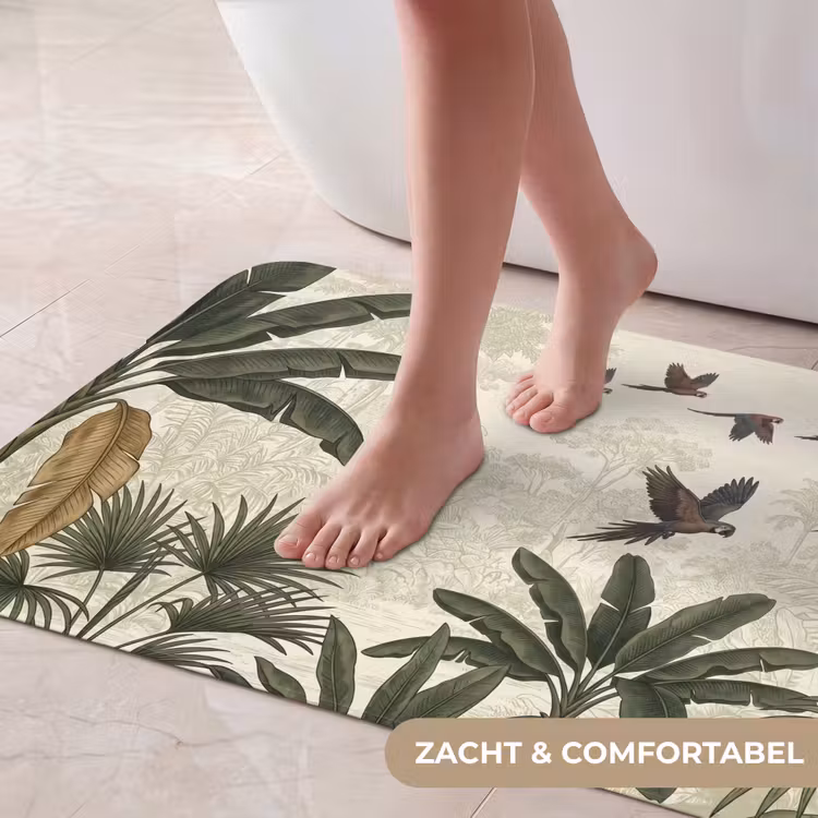 Papagaaien - Jungle - Tropisch - Green Badmat middel -USP_ZachtNL