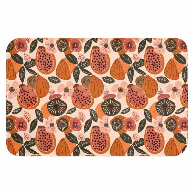 Papaja - Bloesem - Oranje Badmat klein 997 -3d
