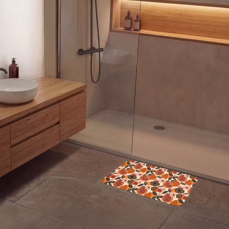 Papaja - Bloesem - Oranje Badmat klein 997 -sfeer2