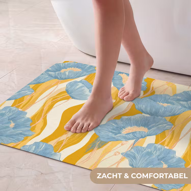 Papavers - Botanisch - Blauw Badmat middel 997 -USP_ZachtNL