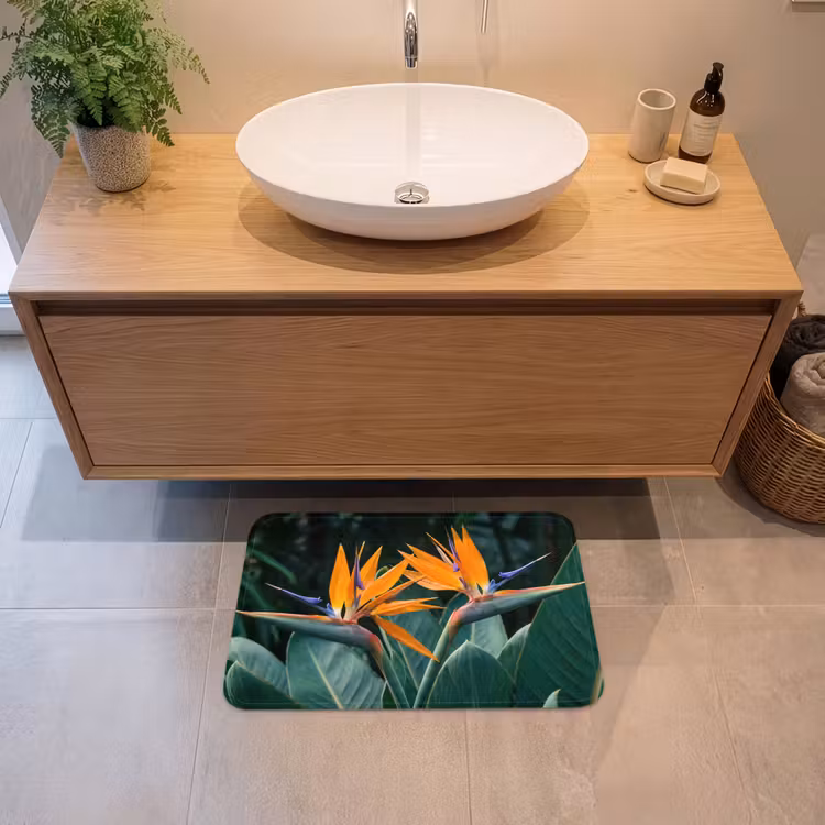 Paradijsvogel - Bloem - Exotisch Badmat klein -sfeer1