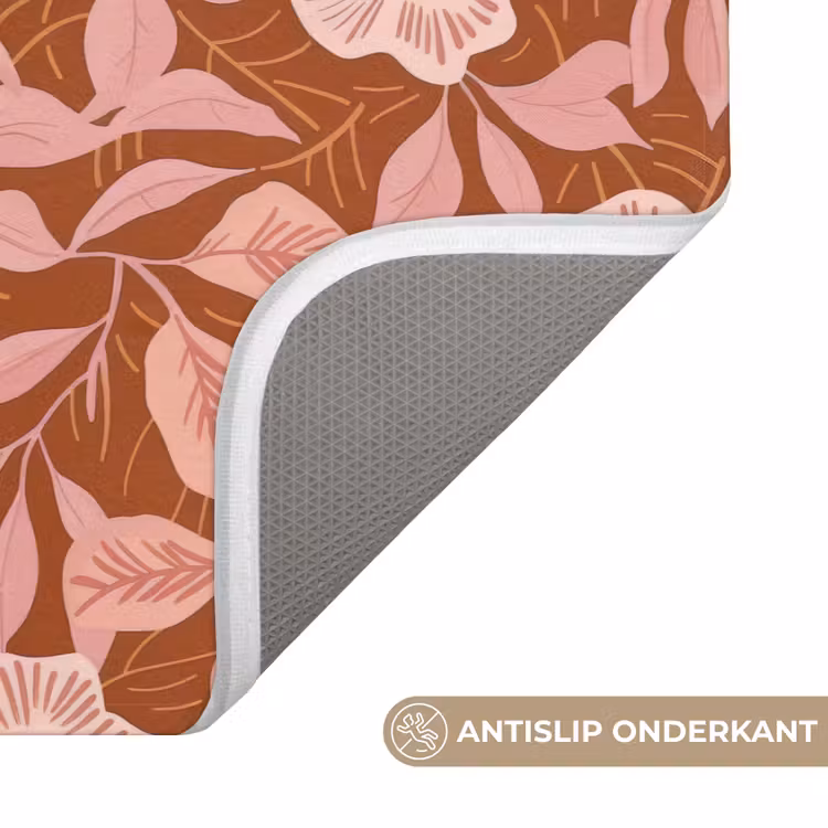 Patroon - Bladeren - Terracotta Badmat klein 997 -USP_AntislipNL