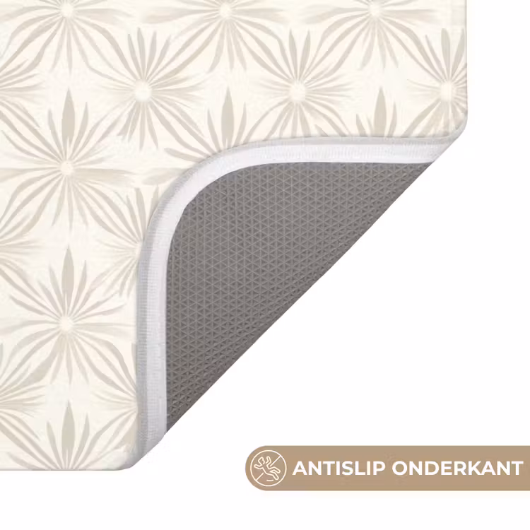 Patroon - Bloemen - Beige Badmat klein 997 -USP_AntislipNL