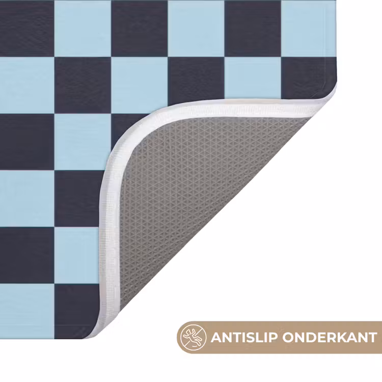 Patroon - Geblok - Blauw - Slow down you're doing fine Badmat klein -USP_AntislipNL
