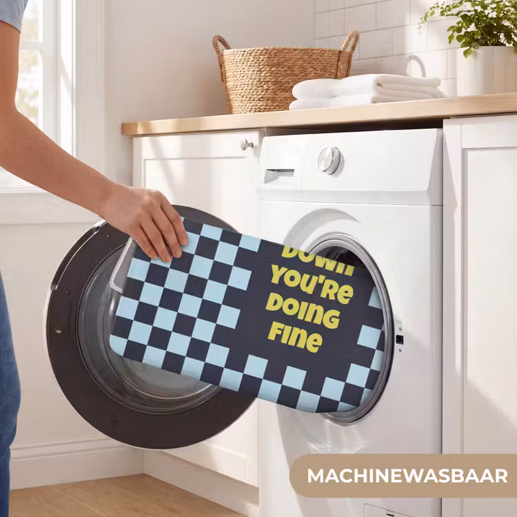 Patroon - Geblok - Blauw - Slow down you're doing fine Badmat klein -USP_WasbaarNL