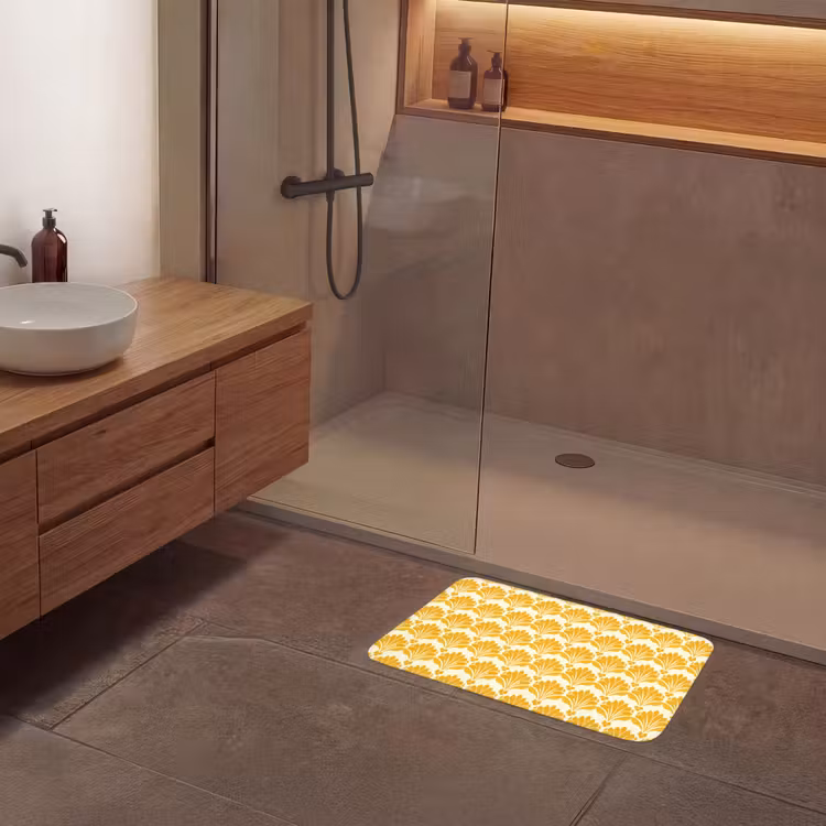 Patroon - Motief - Geel Badmat klein 997 -sfeer2