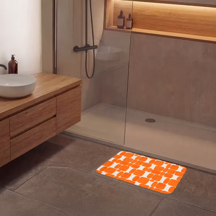 Patroon - Retro - Oranje Badmat klein 997 -sfeer2