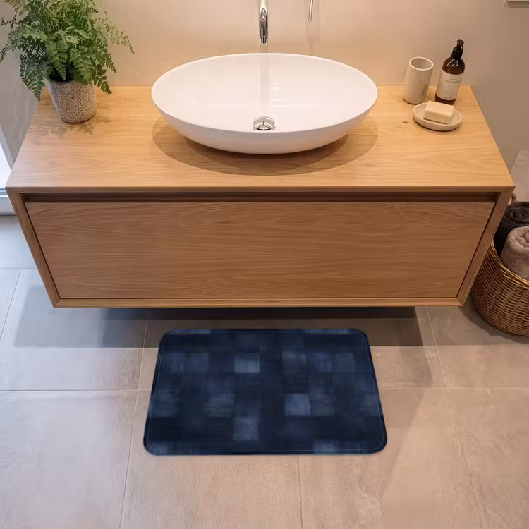 Patroon - Ruit - Marineblauw Badmat klein 997 -sfeer1