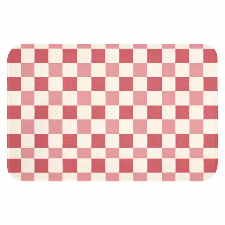 Patroon - Schaak - Roze Badmat klein 997 -3d