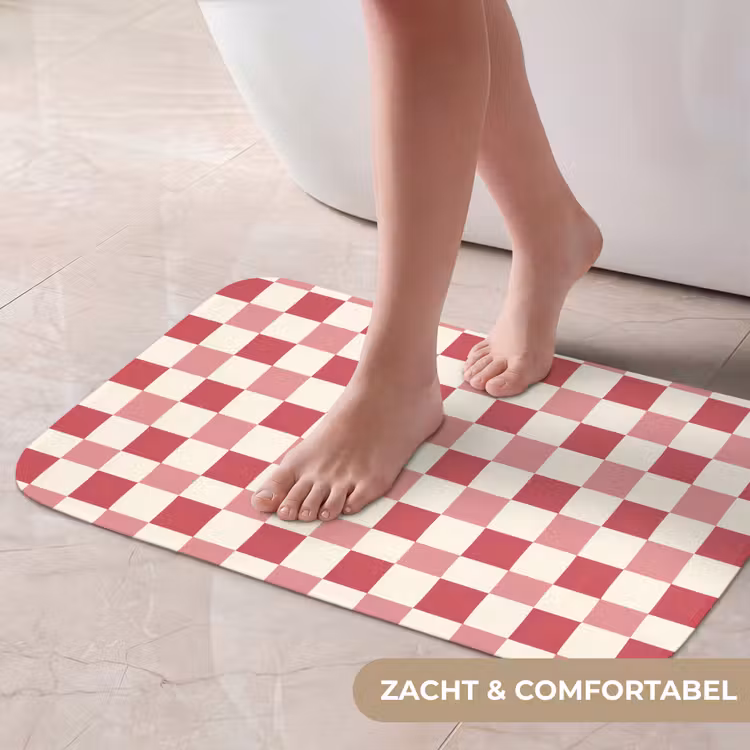 Patroon - Schaak - Roze Badmat klein 997 -USP_ZachtNL