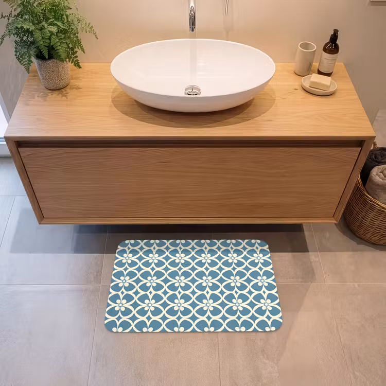 Patroon - Symmetrisch - Blauw Badmat klein 997 -sfeer1