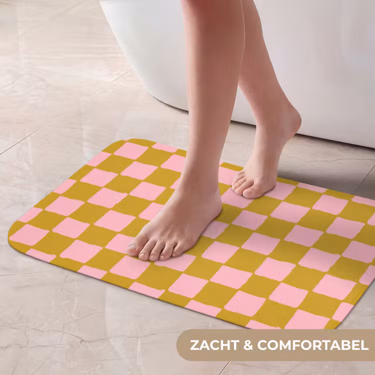 Patroon - Vierkant - Roze Badmat klein 997 -USP_ZachtNL