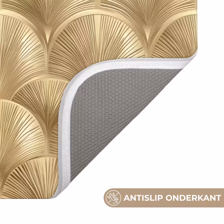 Patroon - Waaier -  Goud Badmat klein 997 -USP_AntislipNL