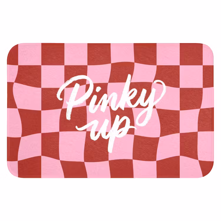 Pinky up - Geblokt - Bordeauxrood Badmat klein -3d