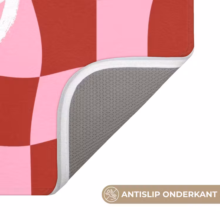 Pinky up - Geblokt - Bordeauxrood Badmat klein -USP_AntislipNL