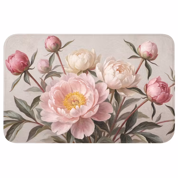 Pioenrozen - Boeket - Roze Badmat klein -3d