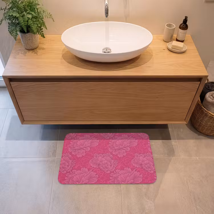 Pioenrozen - Energiek - Roze Badmat klein 997 -sfeer1