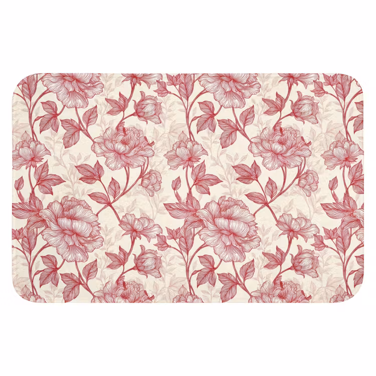Pioenrozen - Modern - Rood Badmat klein 997 -3d