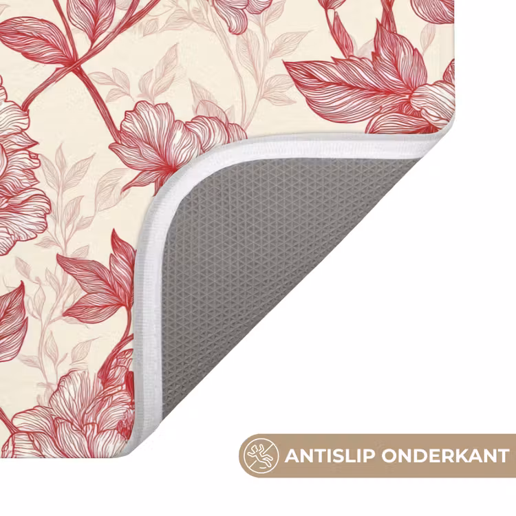 Pioenrozen - Modern - Rood Badmat klein 997 -USP_AntislipNL