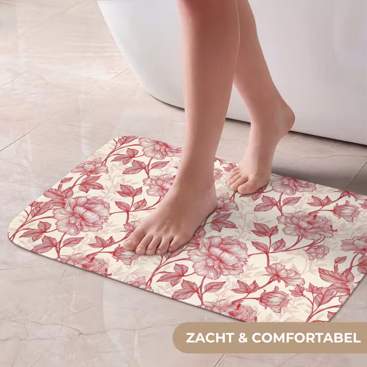 Pioenrozen - Modern - Rood Badmat klein 997 -USP_ZachtNL
