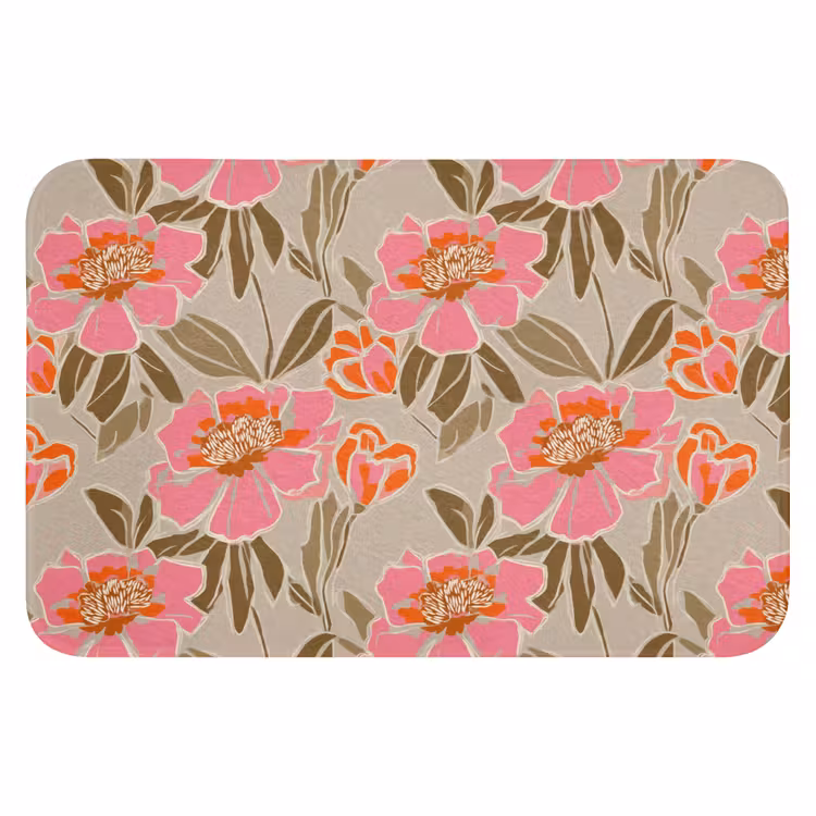 Pioenrozen - Patroon - Roze Badmat klein 997 -3d