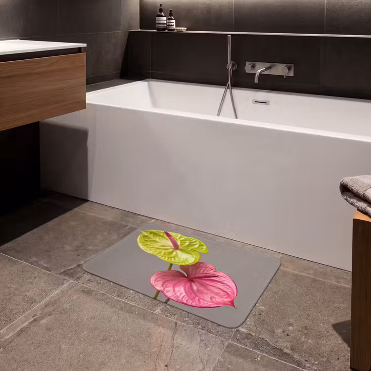 Planten - Anthurium - Groen - Roze Badmat klein -sfeer3