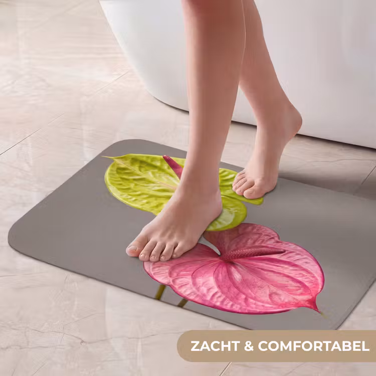 Planten - Anthurium - Groen - Roze Badmat klein -USP_ZachtNL