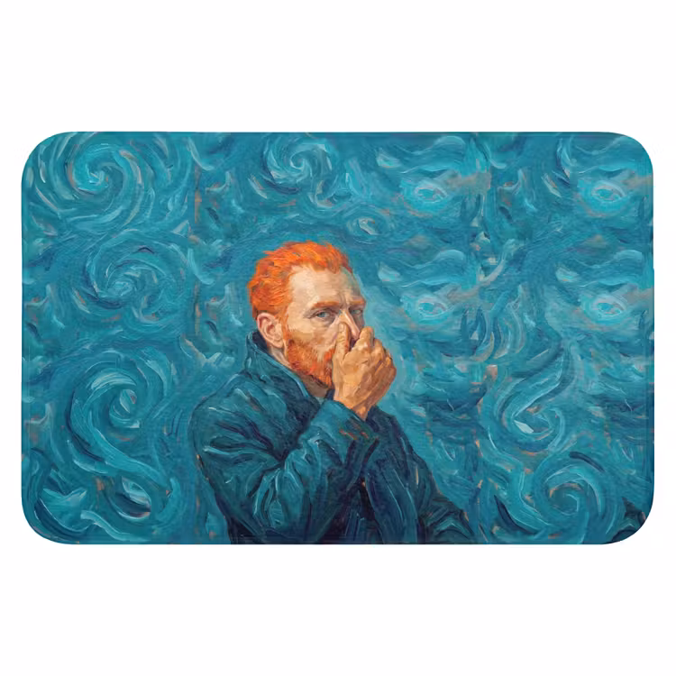 Portret - Klassiek - Blauw Badmat klein -3d