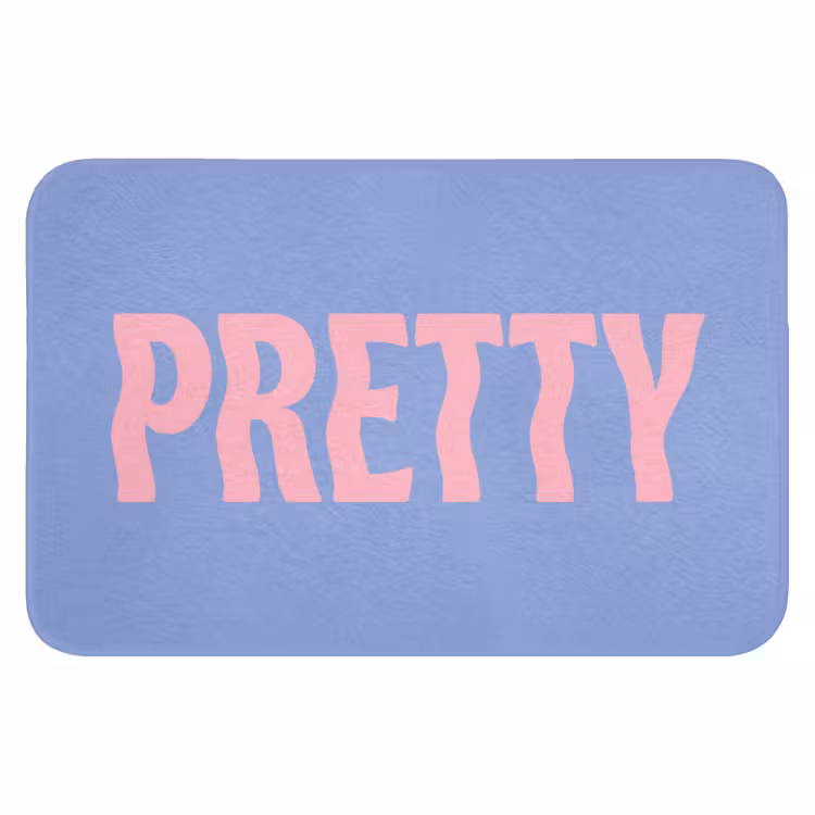 Pretty - Roze - Blauw - Golvend Badmat klein -3d