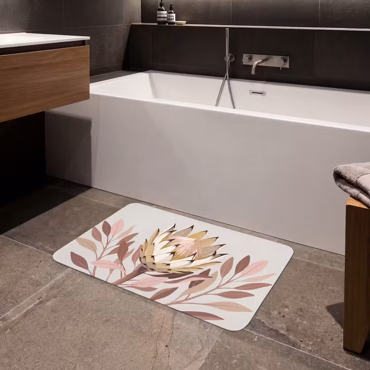 Protea - Bloem - Botanisch - Beige Badmat klein -sfeer3