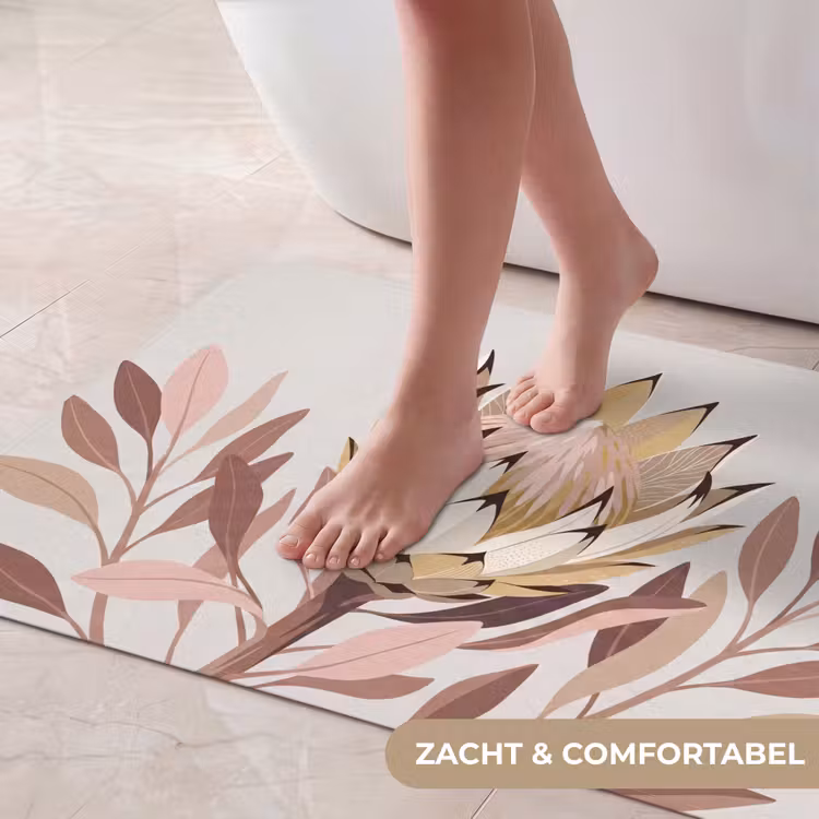 Protea - Bloem - Botanisch - Beige Badmat klein -USP_ZachtNL