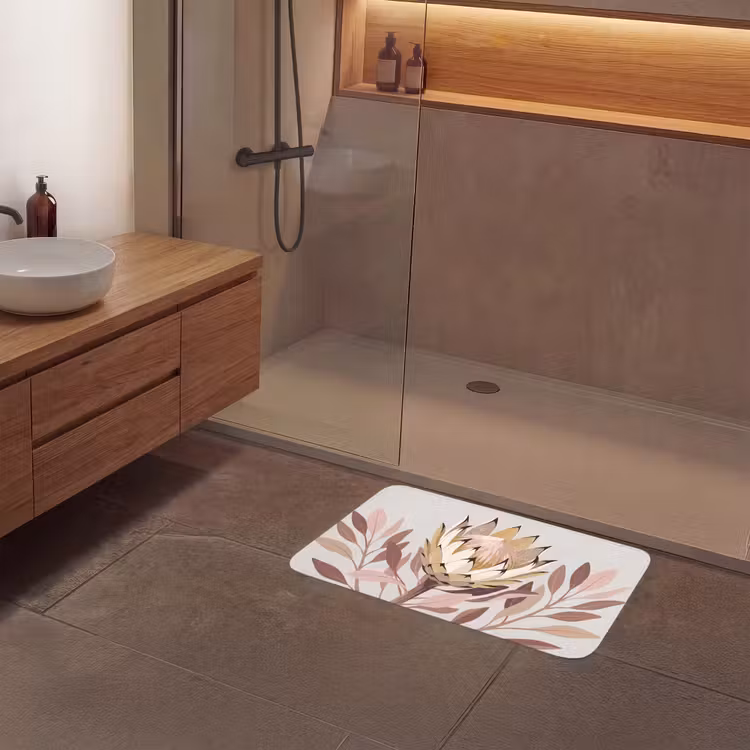 Protea - Bloem - Botanisch - Beige Badmat klein -sfeer2