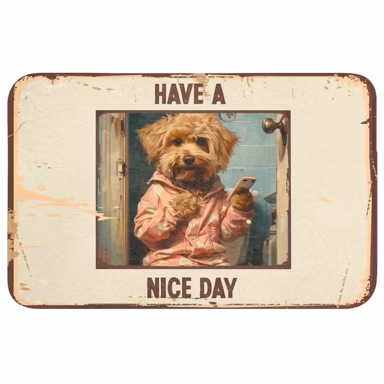 Quotes - Hond - Have a nice day - Vintage - Spreuk Badmat klein -3d