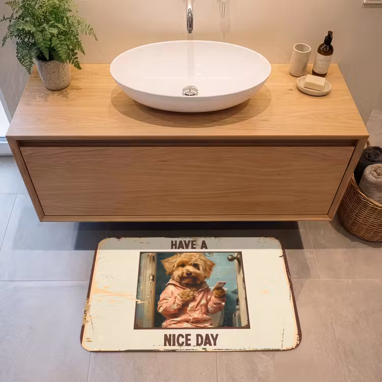 Quotes - Hond - Have a nice day - Vintage - Spreuk Badmat klein -sfeer1