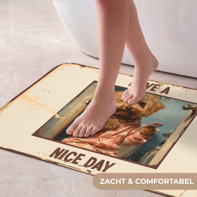 Quotes - Hond - Have a nice day - Vintage - Spreuk Badmat klein -USP_ZachtNL