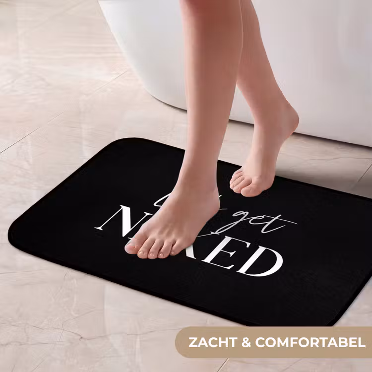 Quotes - Let's get naked - Zwart - Spreuk Badmat klein -USP_ZachtNL