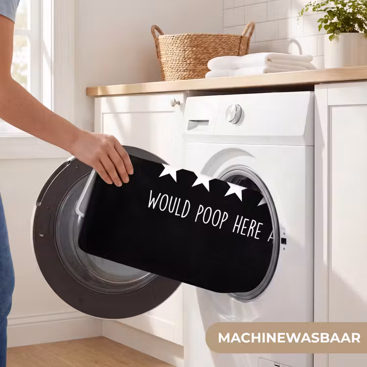 Quotes - Would poop here again - Humor - Zwart - Spreuk Badmat middel -USP_WasbaarNL