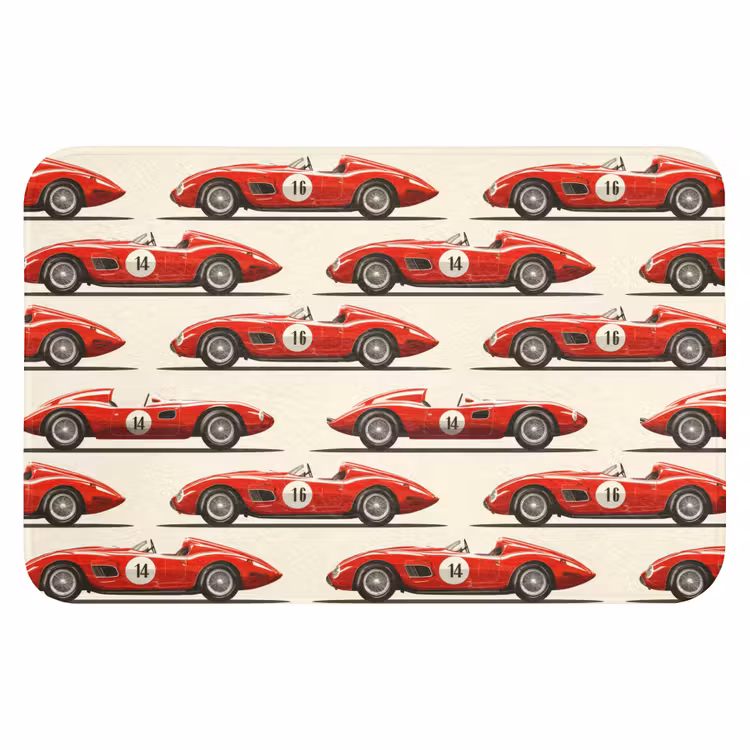 Raceauto - Retro - Rood Badmat klein 997 -3d