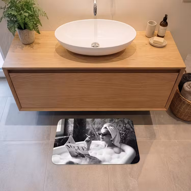 Relaxt - Bad - Zwart - Wit Badmat klein -sfeer1