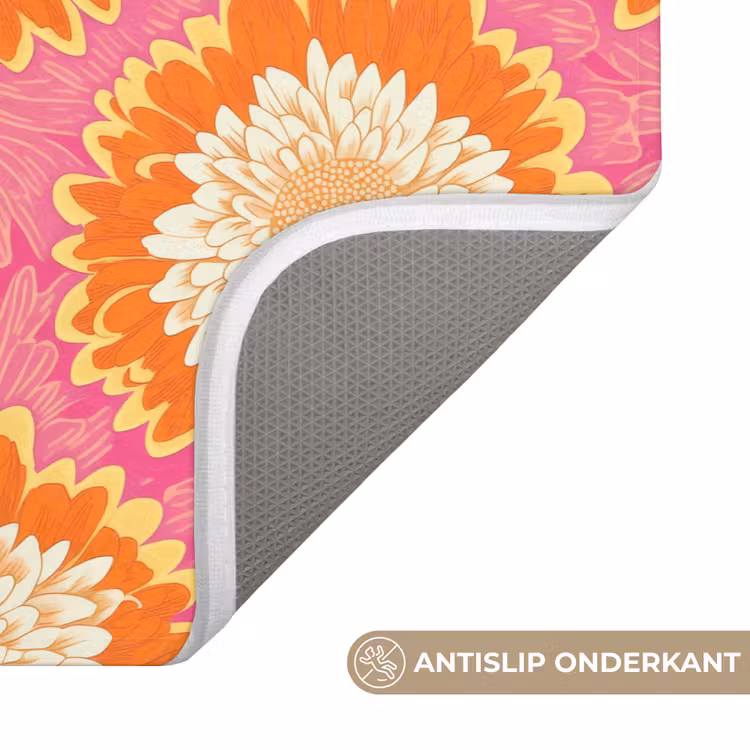 Retro - Bloemen - Kleurrijk Badmat klein 997 -USP_AntislipNL