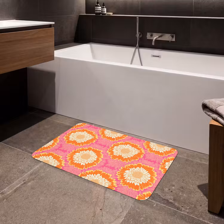 Retro - Bloemen - Kleurrijk Badmat klein 997 -sfeer3