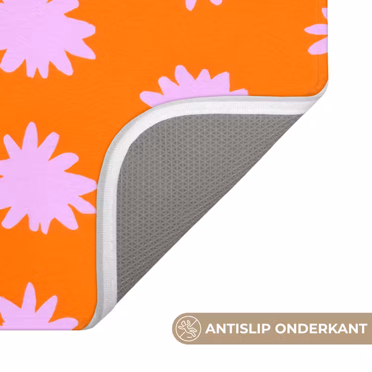 Retro - Bloemen - Oranje Badmat klein 997 -USP_AntislipNL
