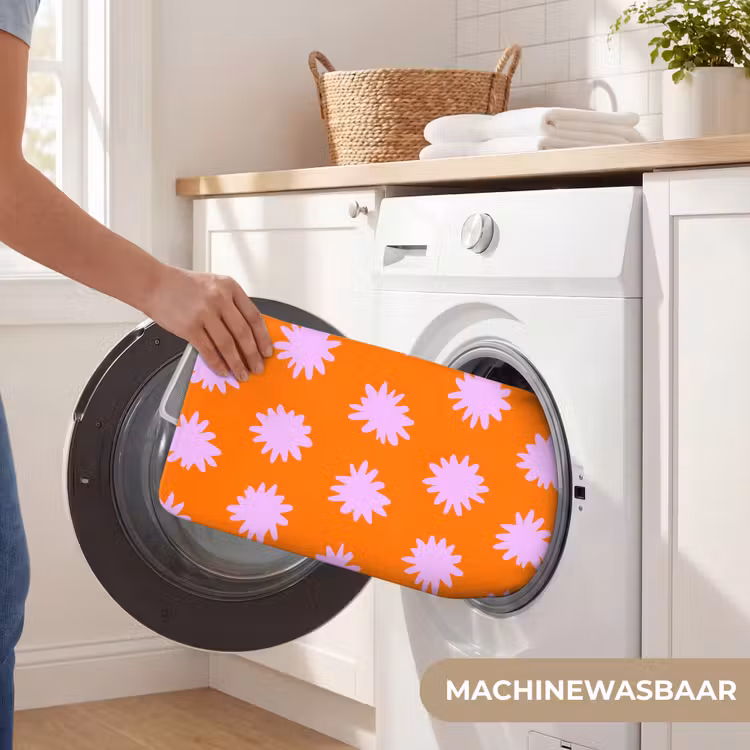 Retro - Bloemen - Oranje Badmat klein 997 -USP_WasbaarNL