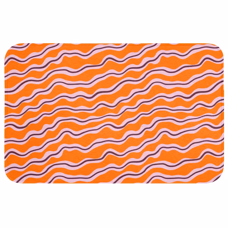 Retro - Golvend - Oranje Badmat klein 997 -3d