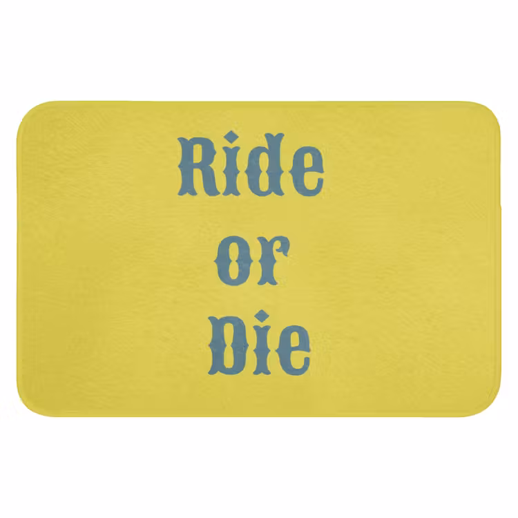 Ride or die - Geel - Blauw Badmat klein -3d