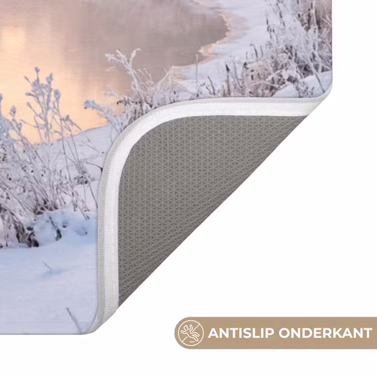 Rivier - Winter - Landschap - Sneeuw - Zonsopgang Badmat middel -USP_AntislipNL