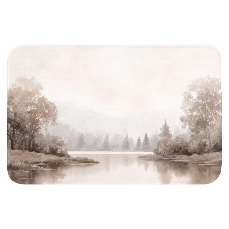 Rivierlandschap - Minimalistisch - Aardetinten Badmat klein -3d