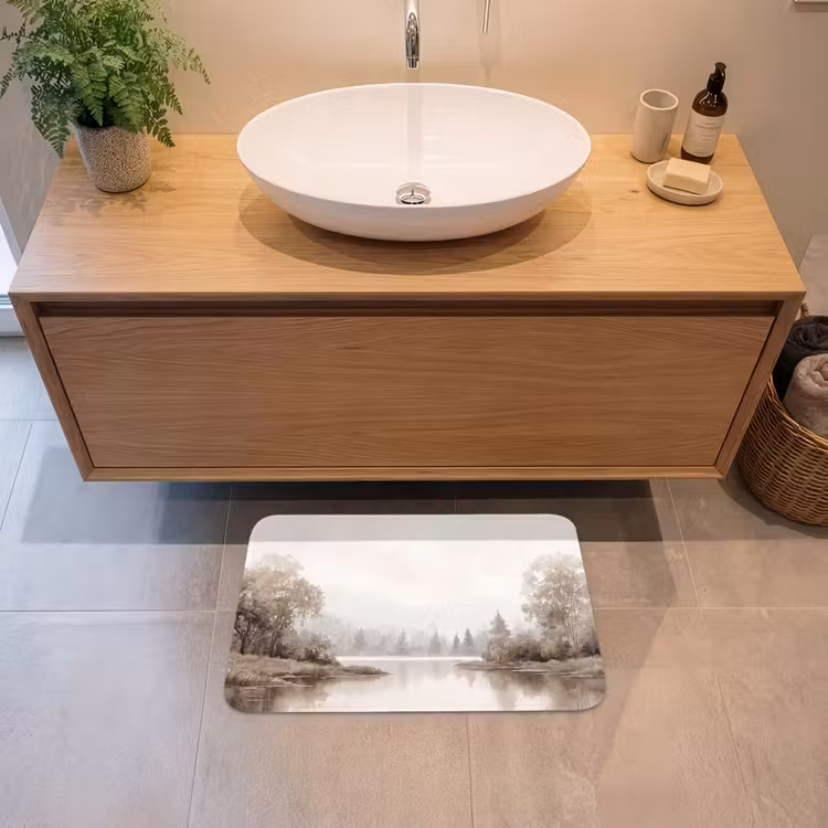 Rivierlandschap - Minimalistisch - Aardetinten Badmat klein -sfeer1