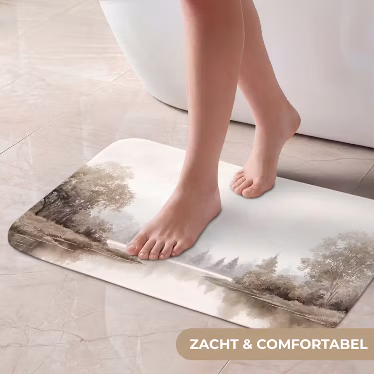 Rivierlandschap - Minimalistisch - Aardetinten Badmat klein -USP_ZachtNL